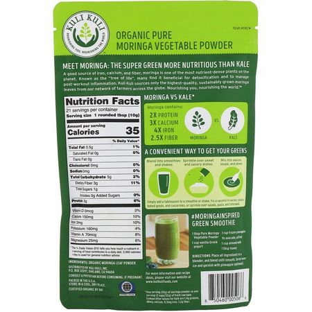 Moringa, Superfoods, Green, Supplements: Kuli Kuli, Organic Pure Moringa Vegetable Powder, 7.4 oz (210 g)