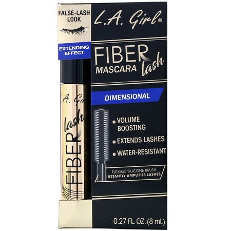 Mascara, Eyes, Makeup: L.A. Girl, Fiber Lash Mascara, Intense Black, 0.27 fl oz (8 ml)