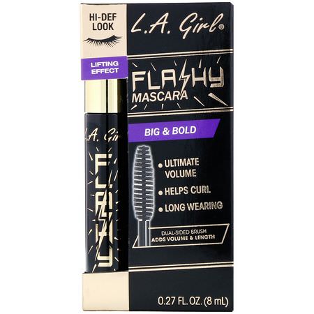 Mascara, Eyes, Makeup: L.A. Girl, Flashy Mascara, Jet Black, 0.27 fl oz (8 ml)