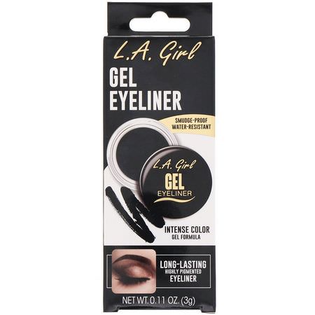 Eyeliner, Eyes, Makeup: L.A. Girl, Gel Eyeliner, Jet Black, 0.11 oz (3 g)