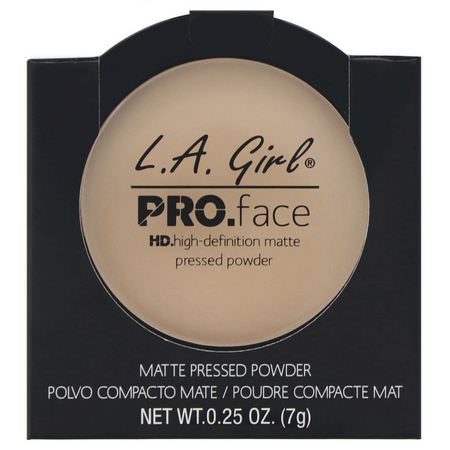 Ställa In Spray, Pulver, Ansikte, Smink: L.A. Girl, Pro Face HD Matte Pressed Powder, Creamy Natural, 0.25 oz (7 g)