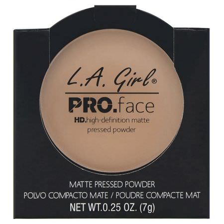 Ställa In Spray, Pulver, Ansikte, Smink: L.A. Girl, Pro Face HD Matte Pressed Powder, Medium Beige, 0.25 oz (7 g)