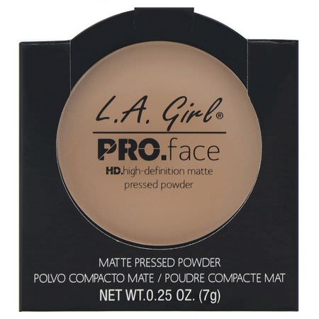Ställa In Spray, Pulver, Ansikte, Smink: L.A. Girl, Pro Face HD Matte Pressed Powder, True Bronze, 0.25 oz (7 g)