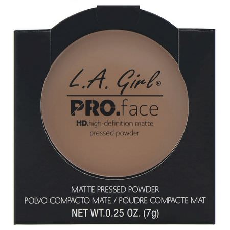 Ställa In Spray, Pulver, Ansikte, Makeup: L.A. Girl, Pro Face HD Matte Pressed Powder, Warm Caramel, 0.25 oz (7 g)