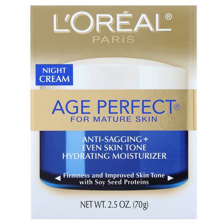 Face Moisturizer, Hudvård: L'Oreal, Age Perfect, Night Cream, 2.5 oz (70 g)