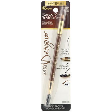 Ögonbryn, Ögon, Smink: L'Oreal, Brow Stylist Designer Eyebrow Pencil, 310 Brunette, 0.045 oz (1.3 g)