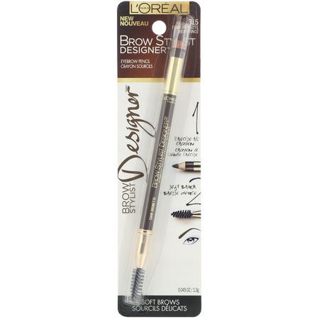 Ögonbryn, Ögon, Smink: L'Oreal, Brow Stylist Designer Eyebrow Pencil, 315 Dark Brunette, .045 oz (1.3 g)