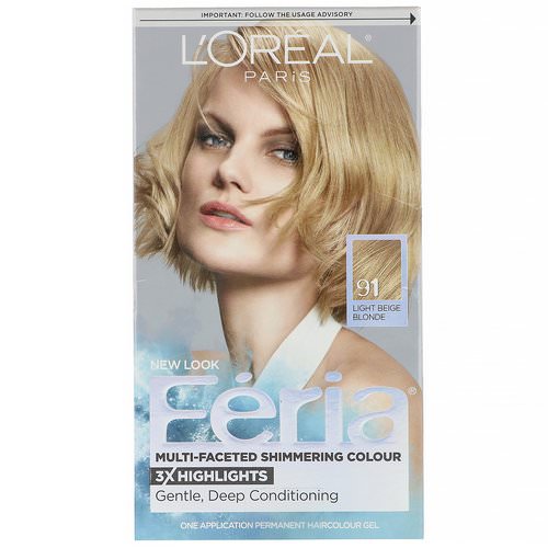 L'Oreal, Feria, Multi-Faceted Shimmering Color, 91 Light Beige Blonde, 1 Application Review