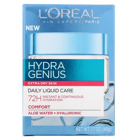 Face Moisturizer, Hudvård: L'Oreal, Hydra Genius, Comfort Daily Liquid Care, Extra Dry Skin, 1.7 oz (48 g)