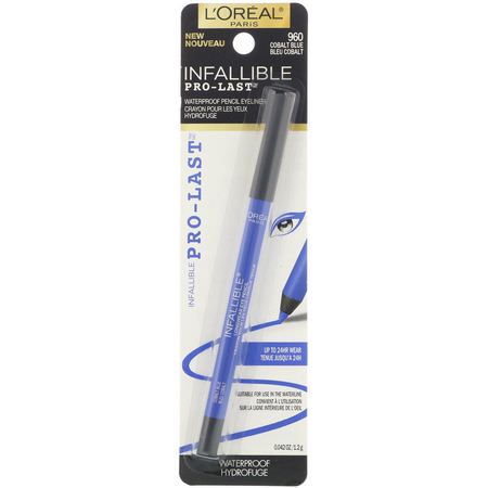 Eyeliner, Eyes, Makeup: L'Oreal, Infallible Pro-Last Waterproof Pencil Eyeliner, 960 Cobalt Blue, 0.042 fl oz (1.2 g)