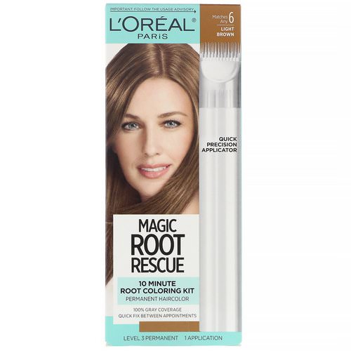 L'Oreal, Magic Root Rescue, 10 Minute Root Coloring Kit, 6 Light Brown, 1 Application Review