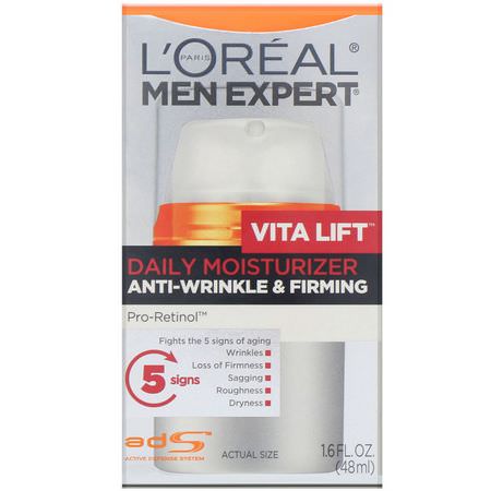 Face Moisturizer, Hudvård: L'Oreal, Men Expert, Vita Lift, Daily Moisturizer, Anti-Wrinkle & Firming, 1.6 fl oz (48 ml)
