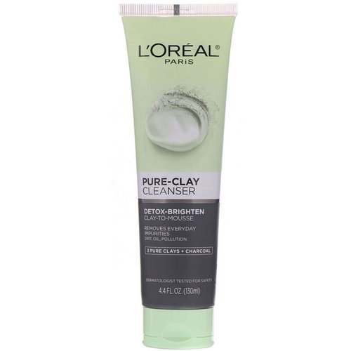 L'Oreal, Pure-Clay Cleanser, Detox-Brighten, 3 Pure Clays + Charcoal, 4.4 fl oz (130 ml) Review
