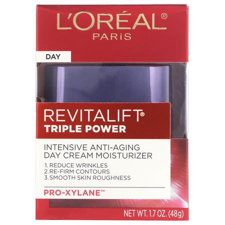 Face Moisturizer, Hudvård: L'Oreal, Revitalift Triple Power, Intensive Anti-Aging Day Cream Moisturizer, 1.7 oz (48 g)