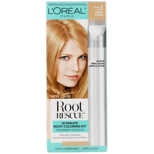 L'Oreal, Root Rescue, 10 Minute Root Coloring Kit, 8 Medium Blonde, 1 Application Review