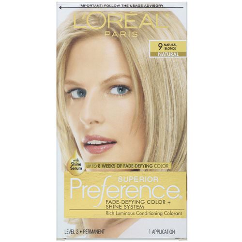 L'Oreal, Superior Preference, Fade-Defying Color + Shine System, 9 Natural Blonde, 1 Application Review