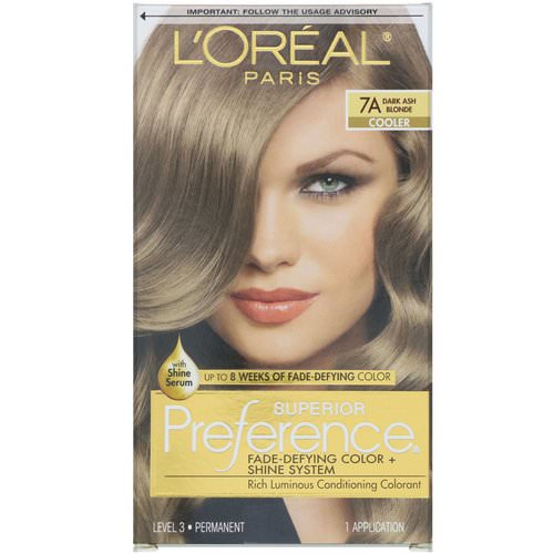 L'Oreal, Superior Preference, Fade-Defying Color + Shine System, Cooler, 7A Dark Ash Blonde, 1 Application Review