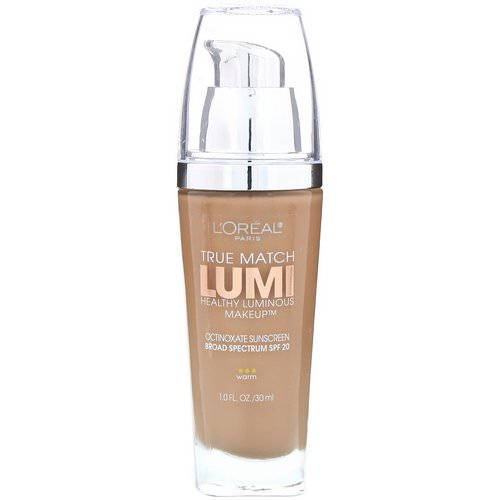 L'Oreal, True Match Healthy Luminous Makeup, SPF 20, W6 Sun Beige, 1 fl oz (30 ml) Review