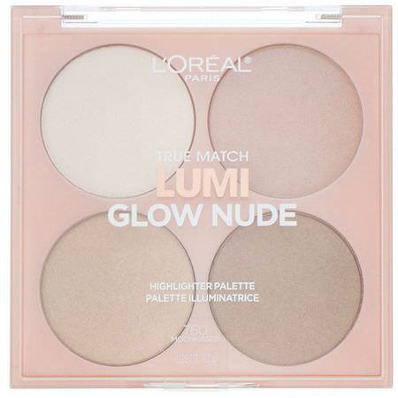 Makeupgåvor, Överstrykningspenna, Ansikte, Makeup: L'Oreal, True Match Lumi Glow Nude Highlighter Palette, 760 Moonkissed, 0.26 oz (7.3 g)