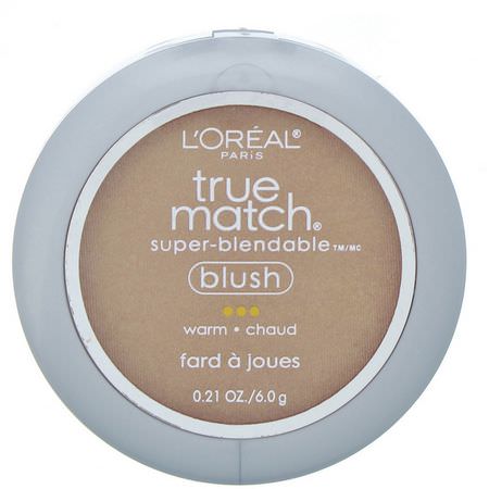 Blush, Face, Makeup: L'Oreal, True Match Super-Blendable Blush, W1-2 Bare Honey, 0.21 oz (6 g)
