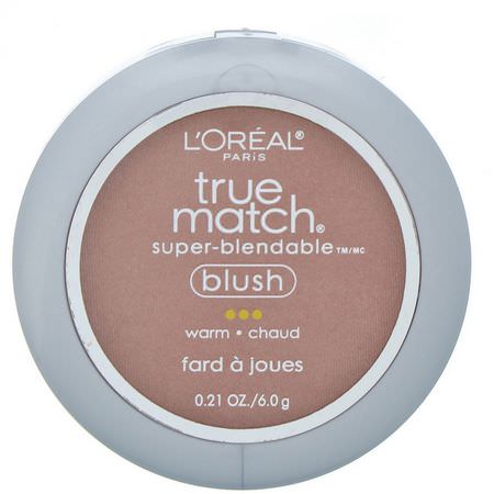 Blush, Face, Makeup: L'Oreal, True Match Super-Blendable Blush, W3-4 Barely Blushing, .21 oz (6 g)