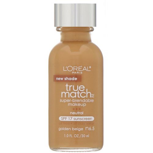 L'Oreal, True Match Super-Blendable Makeup, SPF 17, N6.5 Golden Beige, 1 fl oz (30 ml) Review