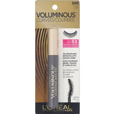 Mascara, Eyes, Makeup: L'Oreal, Voluminous Curved Mascara, 340 Black, 0.28 fl oz (8 ml)