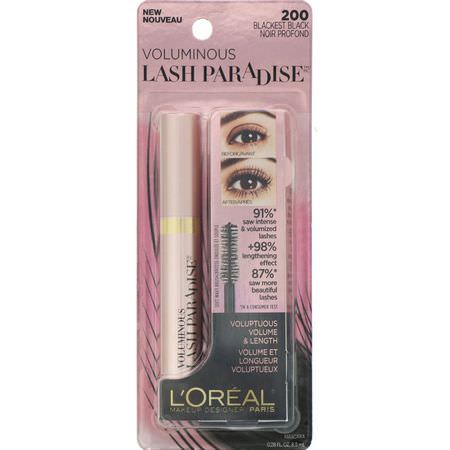 Mascara, Eyes, Makeup: L'Oreal, Voluminous Lash Paradise, 200 Blackest Black, 0.28 fl oz (8.5 ml)