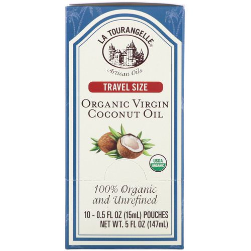La Tourangelle, 100% Organic and Unrefined, Organic Virgin Coconut Oil, Travel Size, 10 Pouches, 0.5 fl oz (15 ml) Each Review