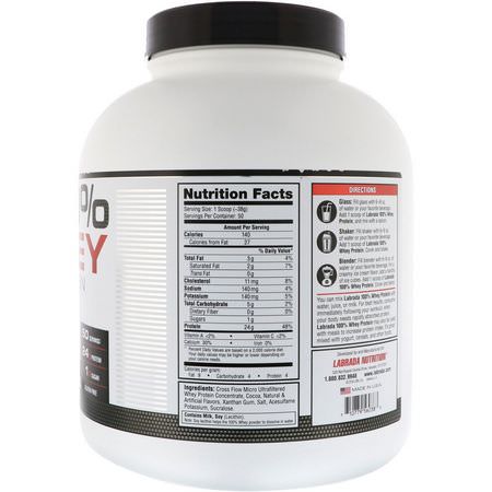 Vassleprotein, Idrottsnäring: Labrada Nutrition, 100% Whey Protein, Chocolate, 4.13 lbs (1875 g)