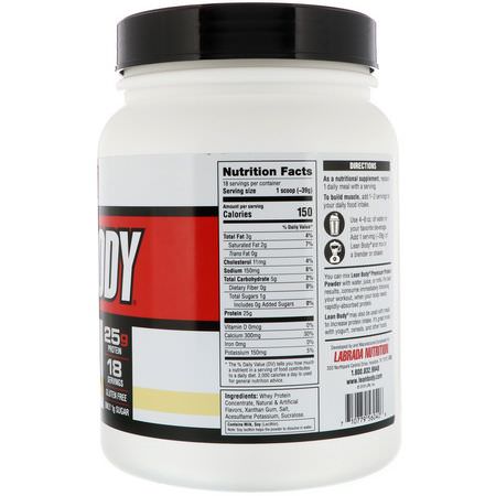 Vassleprotein, Idrottsnäring: Labrada Nutrition, Lean Body, Premium Whey Protein, Vanilla, 1.5 lbs (680 g)