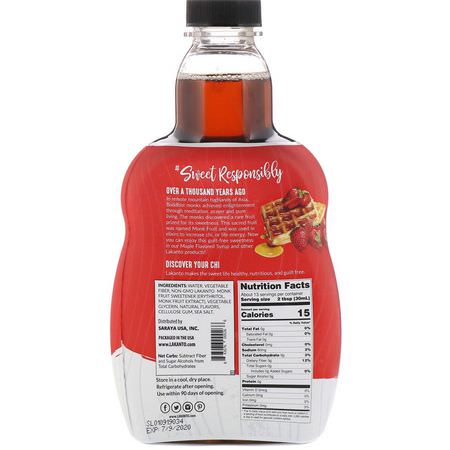 Monk Fruit Lo Han, Sweeteners, Honey: Lakanto, Monkfruit Sweetened Maple Flavored Syrup, 13 fl oz (384 ml)
