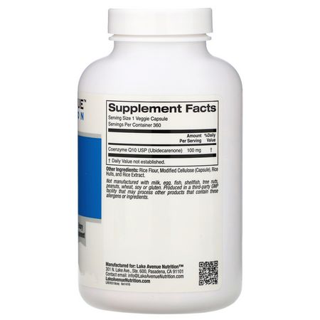 Coenzyme Q10, Coq10, Antioxidanter, Kosttillskott: Lake Avenue Nutrition, CoQ10, 100 mg, 360 Veggie Capsules