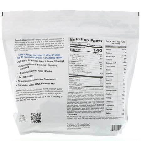 Vassleprotein, Idrottsnäring: Lake Avenue Nutrition, Whey Protein + Probiotics, Chocolate Flavor, 5 lb (2270 g)