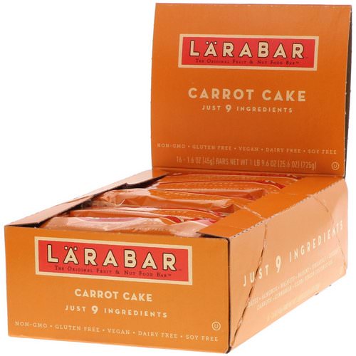 Larabar, Carrot Cake, 16 Bars, 1.6 oz (45 g) Each Review