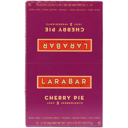 Energibarer, Sportbarer, Brownies, Kakor: Larabar, Cherry Pie, 16 Bars, 1.7 oz (48 g) Each