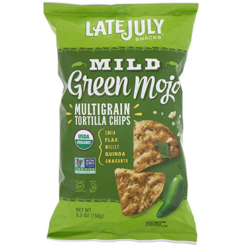 Late July, Multigrain Tortilla Chips, Mild Green Mojo, 5.5 oz (156 g) Review