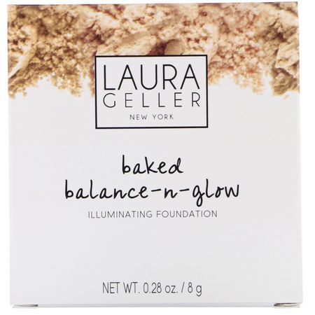 Foundation, Face, Makeup: Laura Geller, Baked Balance-N-Glow, Illuminating Foundation, Light, 0.28 oz (8 g)