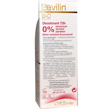Deodorant, Bath: Lavilin, 72h Deodorant, 2.1 oz (60 ml)