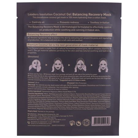 Blemish Masks, Acne, K-Beauty Face Masks, Peels: Leaders, Coconut Gel Balancing Recovery Mask, 1 Mask, 30 ml