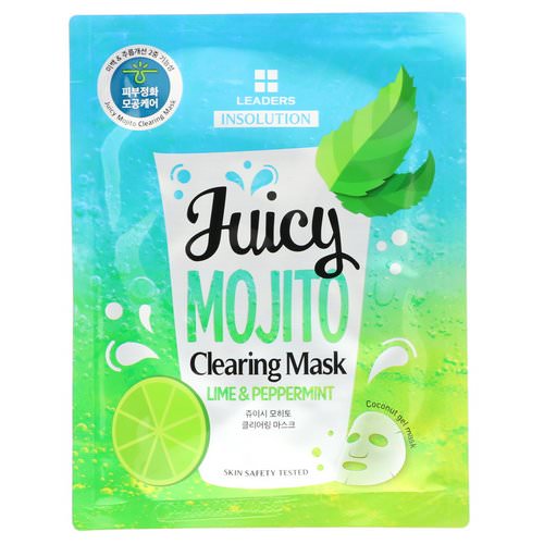 Leaders, Insolution, Juicy Mojito Clearing Mask, Lime & Peppermint, 1.01 fl oz (30 ml) Review