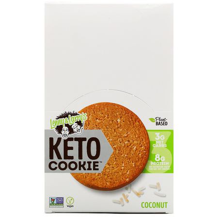 Proteinkakor, Protein Snacks, Brownies, Sports Bar: Lenny & Larry's, Keto Cookies, Coconut, 12 Cookies, 1.6 oz (45 g) Each
