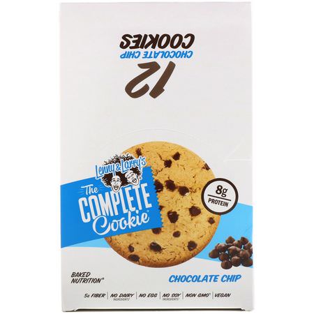 Proteinkakor, Protein Snacks, Brownies, Cookies: Lenny & Larry's, The Complete Cookie, Chocolate Chip, 12 Cookies, 2 oz (57 g) Each