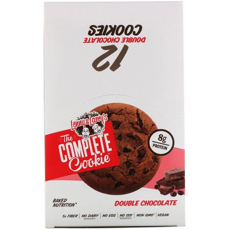 Proteinkakor, Protein Snacks, Brownies, Cookies: Lenny & Larry's, The Complete Cookie, Double Chocolate, 12 Cookies, 2 oz (57 g) Each