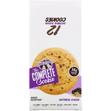 Mellanmål, Proteinkakor, Protein Mellanmål, Brownies: Lenny & Larry's, The Complete Cookie, Oatmeal Raisin, 12 Cookies, 4 oz (113 g) Each