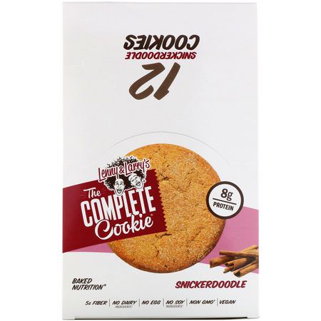 Proteinkakor, Protein Snacks, Brownies, Cookies: Lenny & Larry's, The Complete Cookie Snickerdoodle, 12 Cookies, 2 oz (57 g) Each