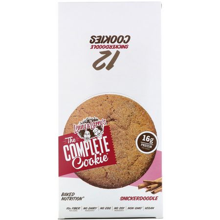Mellanmål, Proteinkakor, Protein Mellanmål, Brownies: Lenny & Larry's, The Complete Cookie, Snickerdoodle, 12 Cookies, 4 oz (113 g) Each