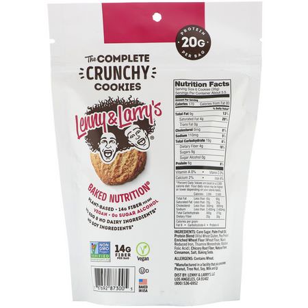 Proteinkakor, Protein Snacks, Brownies, Cookies: Lenny & Larry's, The Complete Crunchy Cookies, Cinnamon Sugar, 4.25 oz (120 g)