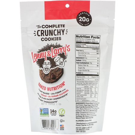 Proteinkakor, Protein Snacks, Brownies, Cookies: Lenny & Larry's, The Complete Crunchy Cookies, Double Chocolate, 4.25 oz (120 g)