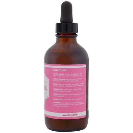 Hårbottenvård, Hårvård, Massageoljor, Kropp: Leven Rose, 100% Pure & Organic Emu Oil, 4 fl oz (118 ml)